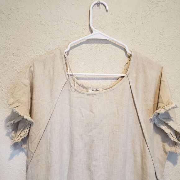 Umgee L High Low Dress Women’s Sz L Gauzy Raw Hem Midi High Low Shift Pockets - Picture 5 of 9